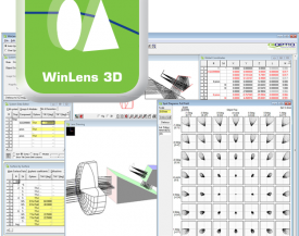 Winlens光学设计软件的屏幕截图显示边缘厚度和相对照明功能